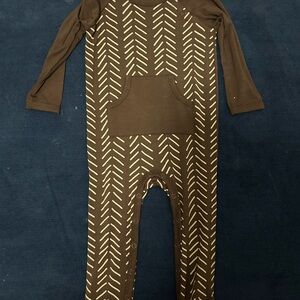 Kyte BABY Brown and Cream Patterned Kids One Piece